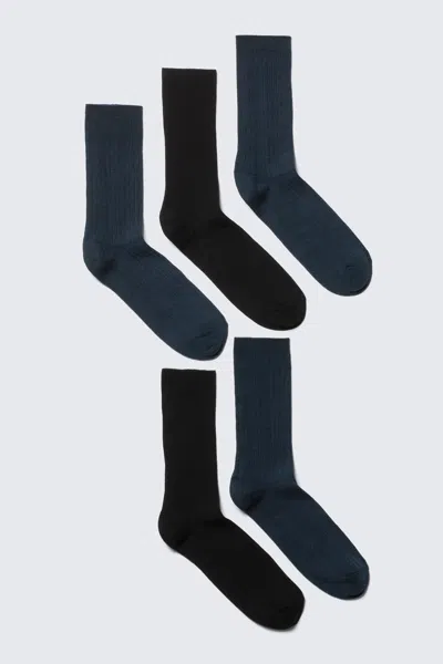 Weekday 5-pack Rib Socks In Black