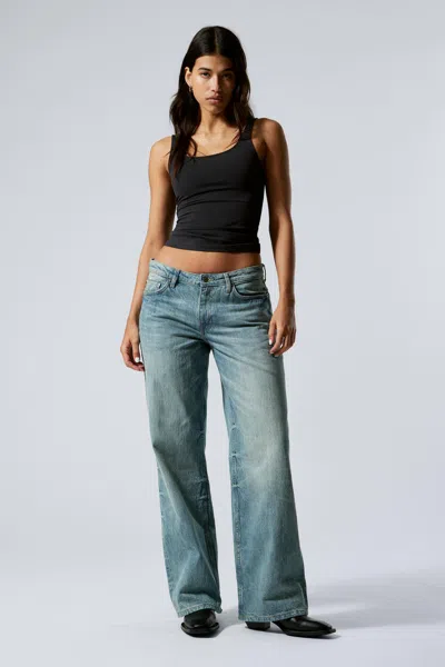 Weekday Ample Low Rise Loose Wide Leg Jeans In Blue