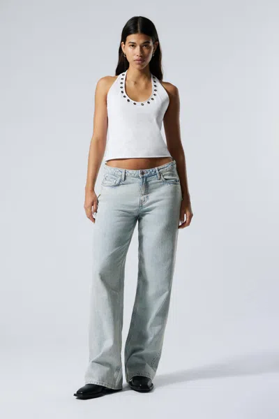Weekday Ample Low Rise Loose Wide Leg Jeans In Blue