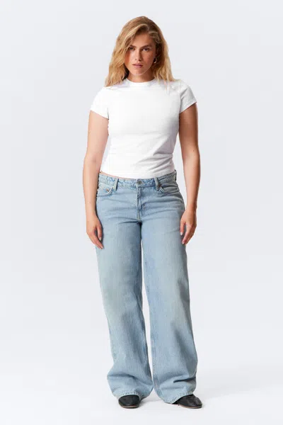 Weekday Ample Low Rise Loose Wide Leg Jeans In Blue