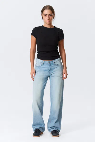 Weekday Ample Low Rise Loose Wide Leg Jeans In Blue