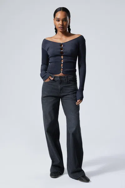 Weekday Ample Low Rise Loose Wide Leg Jeans In Blue
