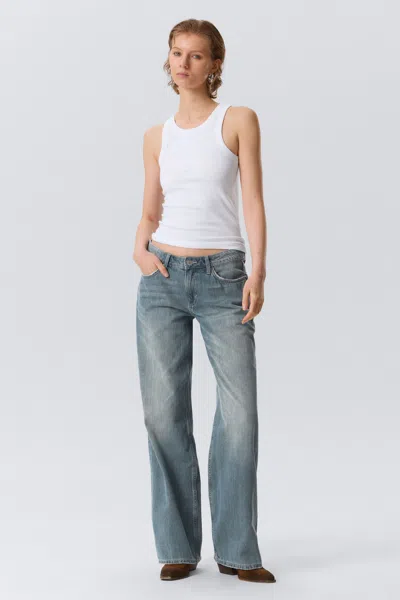 Weekday Ample Low Rise Loose Wide Leg Jeans In White