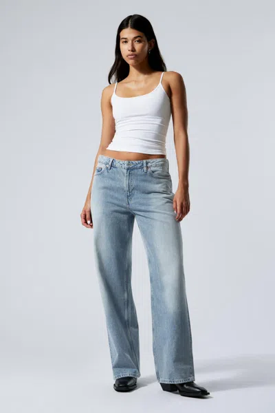 Weekday Area Mid Rise Loose Wide Leg Jeans In Blue