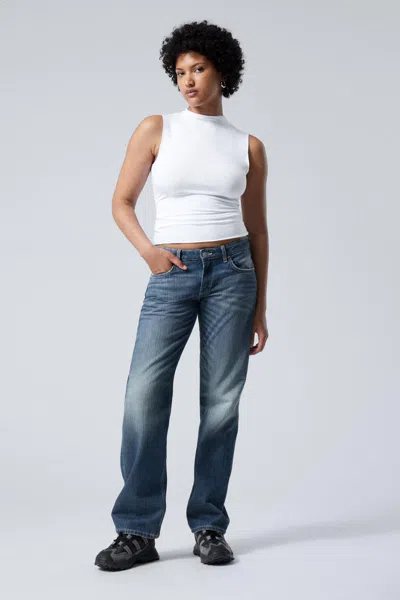 Weekday Arrow Low Straight Jeans In Blue