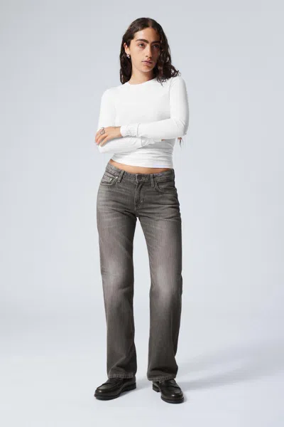Weekday Arrow Low Straight Jeans In Black