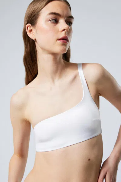 Weekday Asymmetric One-shoulder Bikini Top In White