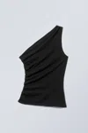 Weekday Asymmetric One Shoulder Top In Black