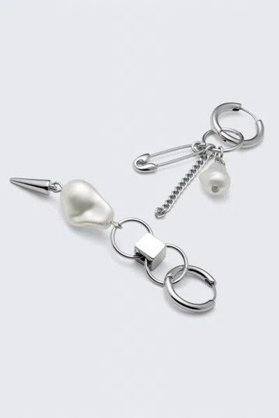 Weekday Asymmetric Pearl Hoop Earrings
