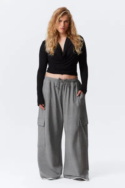 Weekday Baggy Cargo Sweatpants In Grey
