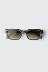 Weekday Bold Rectangular Frame Unisex Sunglasses In Green