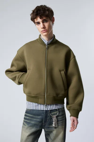 Weekday Bonded Scuba Bomber Jacket In Green
