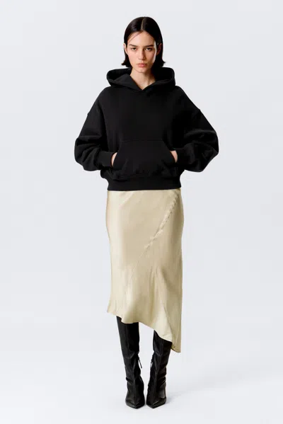 Weekday Boxy Cotton Fleece Hoodie In Black