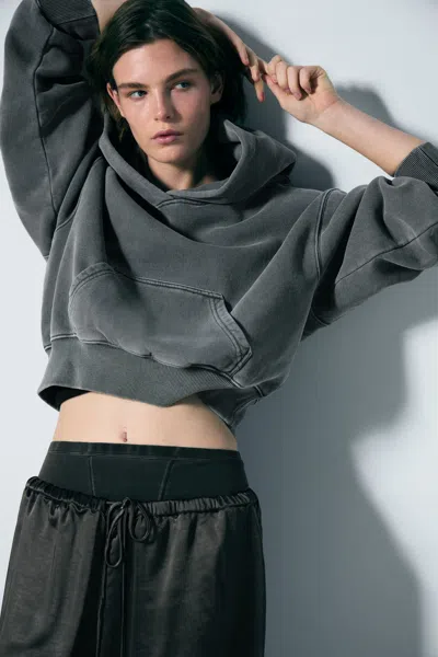 Weekday Boxy Cotton Fleece Hoodie In Gray