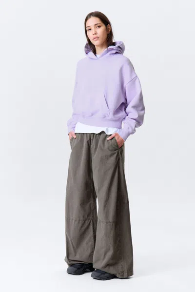 Weekday Boxy Cotton Fleece Hoodie In Purple