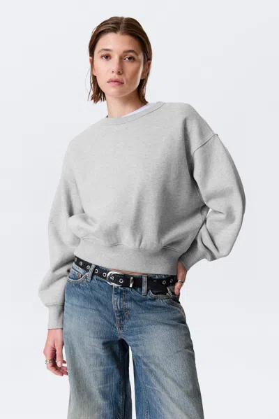 Weekday Boxy Cropped Cotton Sweatshirt In Gray