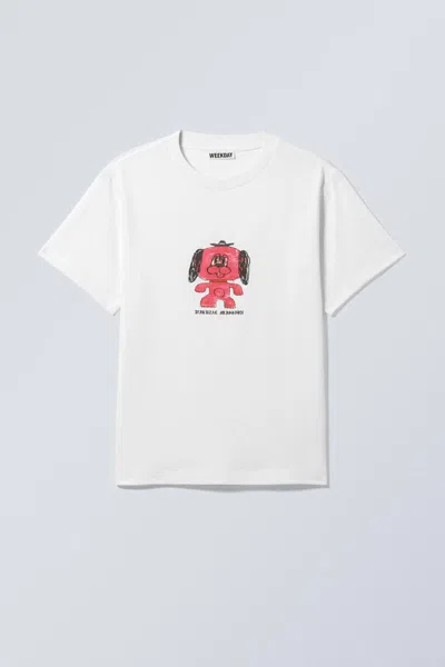 Weekday Boxy Graphic Printed T-shirt In White