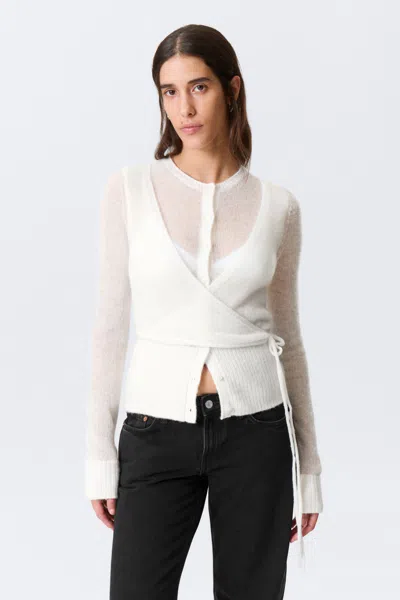 Weekday Buttoned Wrap-effect Wool-blend Cardigan In White