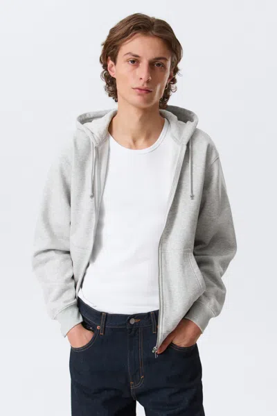 Weekday Classic Zip Hoodie In Gray