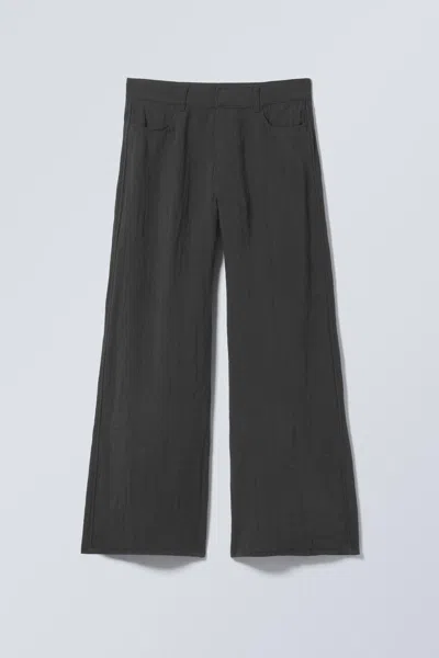 Weekday Crinkle Low Waist Loose Fit Trousers In Green