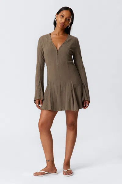 Weekday Crinkled Long-sleeved Mini Dress
