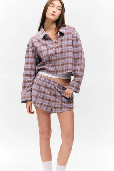 Weekday Cropped Checked Flannel Shirt