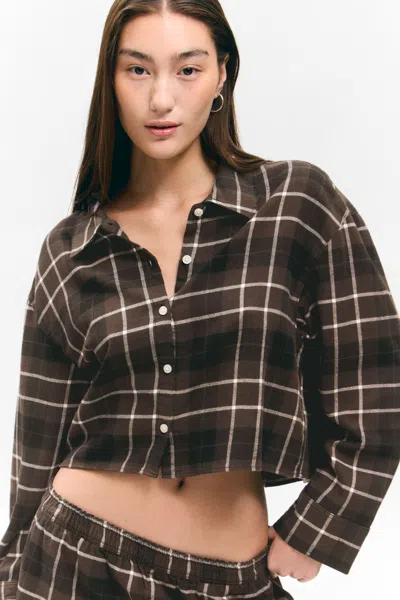Weekday Cropped Checked Flannel Shirt
