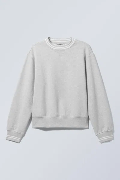 Weekday Cropped Cotton Fleece Sweatshirt In Grey