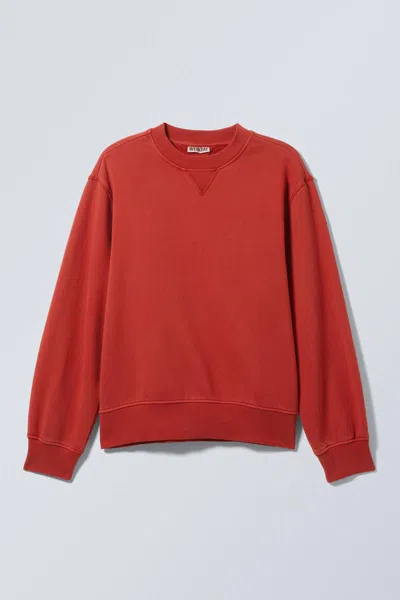 Weekday Cropped Cotton Fleece Sweatshirt In Red