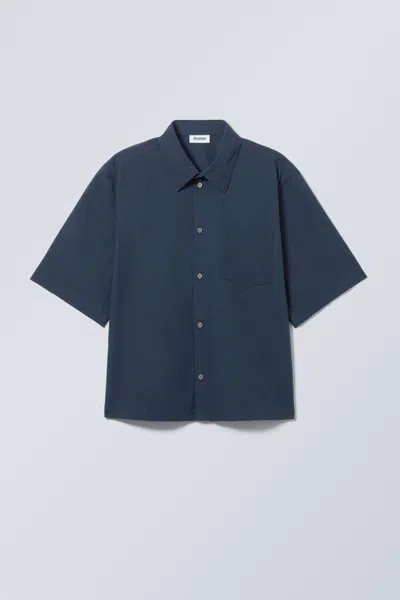 Weekday Cropped Short Sleeve Shirt In Blue