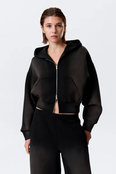 Weekday Cropped Washed Scuba Zip Hoodie