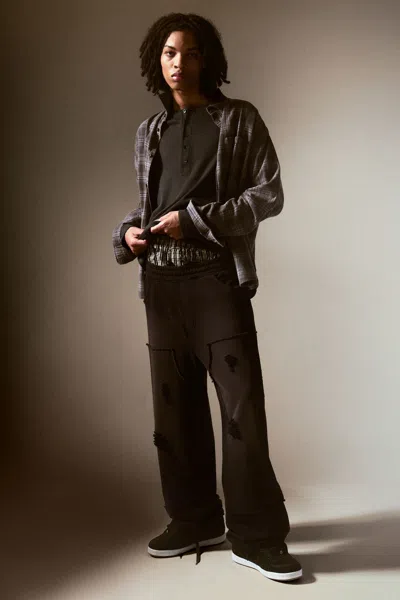 Weekday Distressed Cotton Terry Sweatpants In Blue