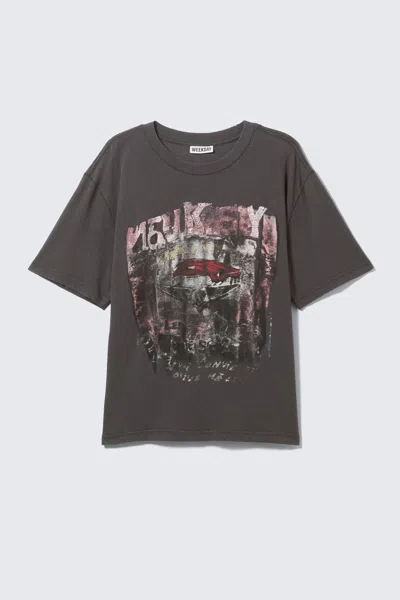 Weekday Distressed Printed Short-sleeved T-shirt