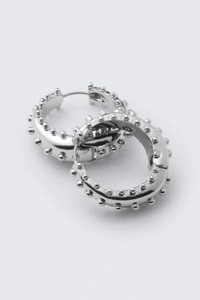 Weekday Dotted Hoop Earrings In Gray