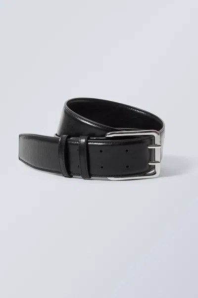 Weekday Double Prong Faux Leather Belt In Black