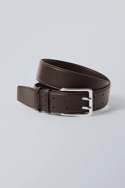 Weekday Double Prong Faux Leather Belt In Brown