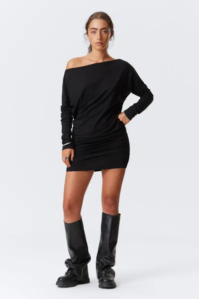 Weekday Draped Asymmetric Long-sleeved Mini Dress