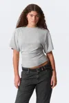 Weekday Draped Fitted T-shirt In Gray
