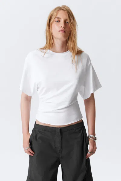 Weekday Draped Fitted T-shirt In White