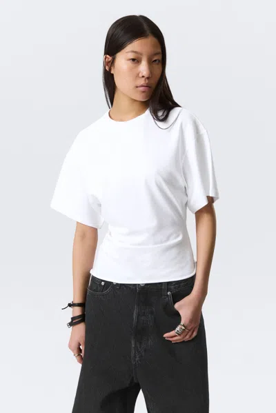 Weekday Draped Fitted T-shirt In White