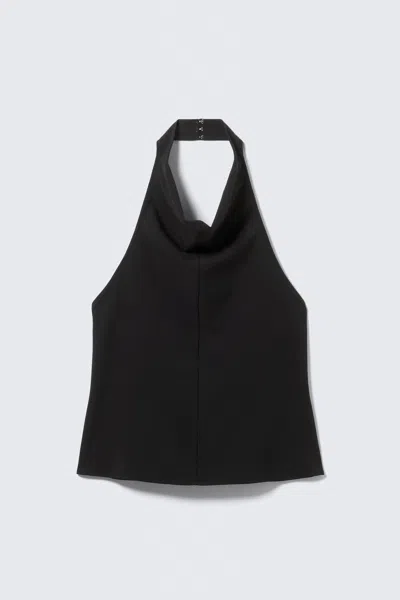 Weekday Draped Halter Cowl-neck Top In Black