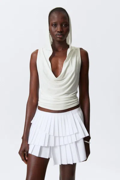 Weekday Draped Hooded Sleeveless Lyocell Top In White