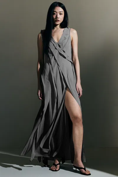 Weekday Draped V-neck Dress In Grey