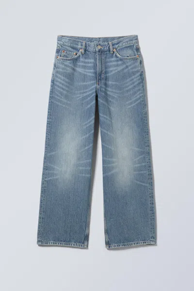 Weekday Dynasty Low Rise Loose Wide Leg Jeans In Blue