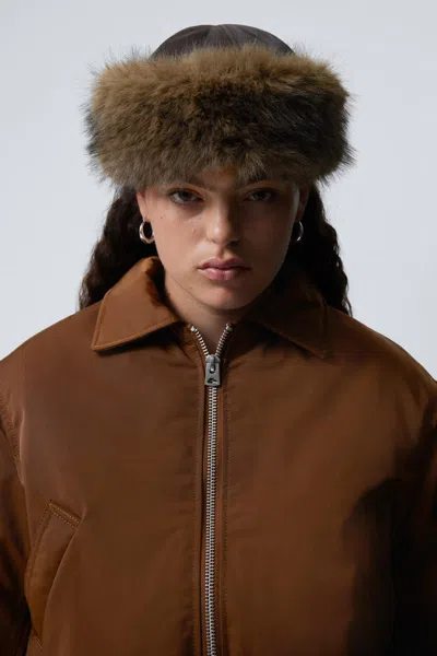 Weekday Faux Fur Hat In Brown