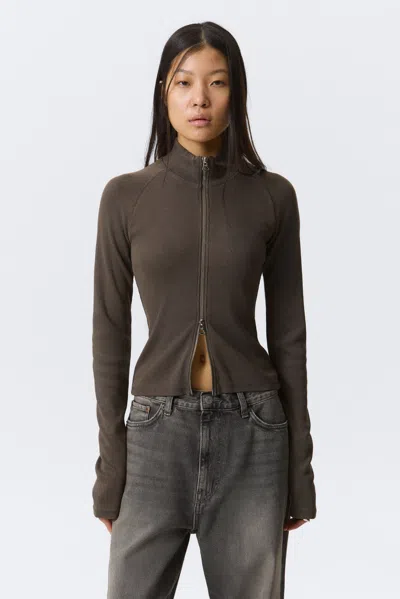 Weekday Fitted Long-sleeved Mock-neck Zip Top