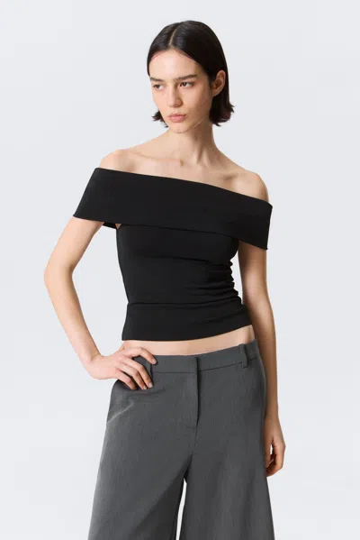 Weekday Fitted Sleeveless Off-shoulder Top In Black