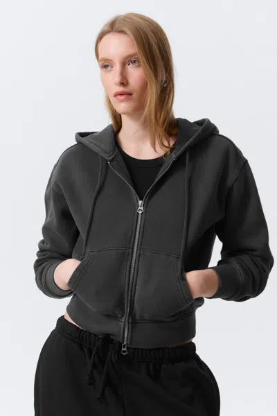 Weekday Fitted Zip Hoodie In Black