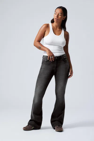 Weekday Flame Low Flared Jeans In Black