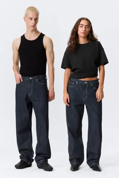 Weekday Galaxy Mid Rise Loose Straight Leg Jeans In Blue